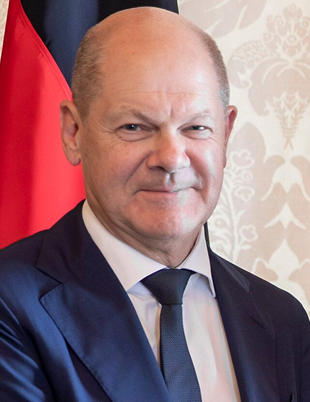 a picture of Olaf Scholz, German's prime minister who loves to be on the wrong side of history